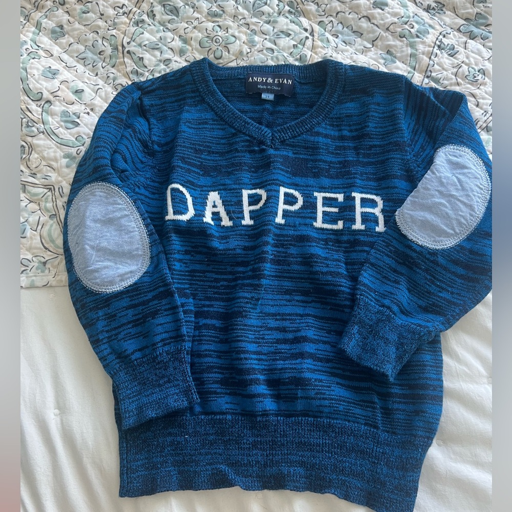 Andy & Evan Navy and Teal Knit Sweater